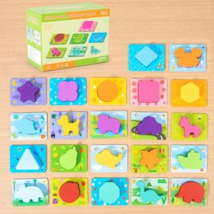 Montessori Early Educational Baby Safe Toy Wooden Colorful Animal Shape Building Block Matching <b>Puzzle</b> - Product Image 2