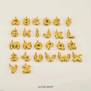 Abalorios con Iniciales de Letras Burbuja |   Colgante de Alfabeto Inflado de la A a la Z, Chapado en Oro PVD de 18K y Acero Inoxidable Plateado, para Fabricación de Joyería DIY - Product Image 4