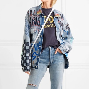 Blouson en jean oversize imprimé pour femme, style motard, collection hiver 2021, offre spéciale - Product Image 5