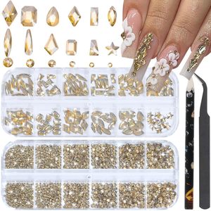 ชุดตกแต่งเล็บสุดฮิต 2 กล่อง ชุด 12 ช่อง รูปทรงผสม กลม แบน พร้อมแหนบคีบ - Product Image 1