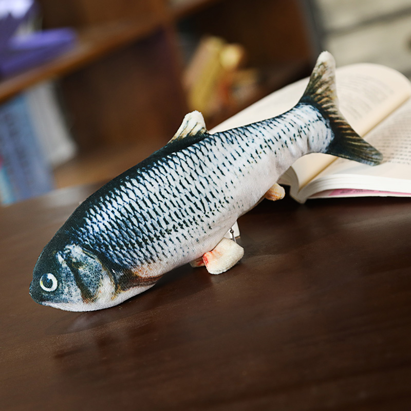 YORTOOB DLL-PT016 Electric USB Charging Simulation Fish Cat Toy - Corduroy Squeak Toy for Dogs Cats