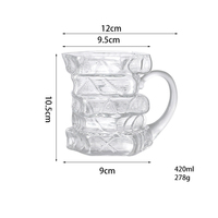 Taza de Vidrio con Diseño 3D de Libros Pintados, 350 ml, Apta para Lavavajillas y Microondas, Color Personalizado, para la Vuelta al Cole, Té, Agua, Café