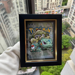 Novedad al por mayor: Marco de fotos 3D tallado multicapa de <span class=keywords><strong>papel</strong></span> con diseño de anime, pintura decorativa para el hogar, adorno de Pokémon, <span class=keywords><strong>manualidades</strong></span> de <span class=keywords><strong>papel</strong></span>. - Product Image 6