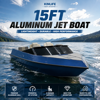 Bateau à réaction professionnel en aluminium Kinlife 15FT, bateau à réaction compact pour la mer avec moteur in-bord et pompe à jet pour les activités nautiques en plein air