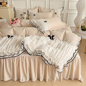 Nouveau modèle jupes de lit à volants en dentelle pleine grandeur à volants avec plate-forme en coton à chute profonde draps de lit pour filles - Product Image 6