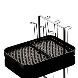 Colgador de tazas de vidrio con bandeja, escurridor de doble capa, forma cuadrada, almacenamiento invertido para tazas de té de sala de estar, tamaño L, tapa metálica - Product Image 4