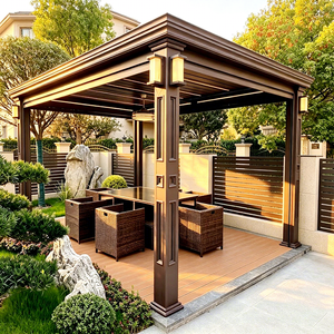 Pérgola Bioclimática de Lujo para Patio, con Techo de Láminas Ajustables Motorizadas y Pared de Vidrio, Pérgola Motorizada de Aluminio - Product Image 2