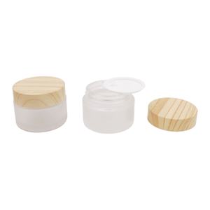 Customized LOGO 30g 50ml 100ml Empty <b>Bamboo</b> Lid Amber Clear Frosted Face Body Cream Cosmetic Glass Cream <b>Jar</b> - Product Image 4