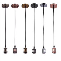 Support de lampe E27 antique pendentif noir CE et auvent de plafond et de câble
