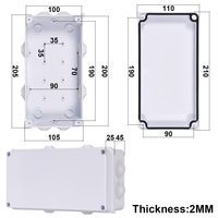 Série RA 200X100X70mm IP65 OEM/ODM Boîtier plastique extérieur ABS personnalisé en usine Boîte de jonction de câble électrique étanche