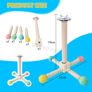 Bolas giratorias Estación de loros Stick Band Bearing Madera Pájaro Percha Juguete Fácil de instalar Soporte interactivo para loros Periquitos - Product Image 4