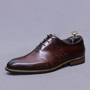 Chaussures de ville de luxe pour homme en cuir pleine fleur, faites à la main, style Oxford britannique, bout carré, respirantes - Product Image 3