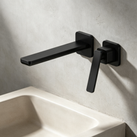 Robinet de lavabo mural, mitigeur dissimulé doré pour salle de bain de villa
