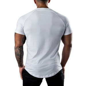 Wholesale <b>Men's</b> Solid Color Slim-fit <b>Bodysuit</b> <b>Mens</b> Sports t Shirts Pure White Cotton Spandex Fitness t Shirt <b>Men</b> Suppliers - Product Image 2