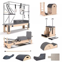 Pilates Cadillac Reformer en bois d'érable, lit de yoga pliable triple usage commercial, grand équipement, ensemble de cinq pièces