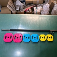 Ensemble d'haltères OKPRO Powerlifting avec logo personnalisé, barre de 20 kg, ensemble de poids en caoutchouc coloré pour salle de sport commerciale, PUMP Sets