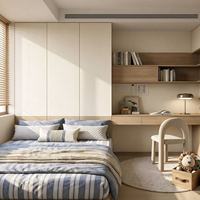 Armoire intégrée minimaliste pour chambre d'enfant, bureau et table d'étude, combinaison de meubles sur mesure pour chambre d'enfant