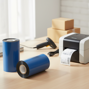 ริบบิ้นถ่ายโอนความร้อนขนาด 110 มม. x 300 ม. หมึกเรซินสีดำ แกนกลางขนาด 1 นิ้ว สำหรับพิมพ์บาร์โค้ด - Product Image 1