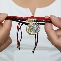 Bracelet tendance pour couples, soleil et lune, bracelet à cordon, plaqué or 18 carats, bracelet à breloque magnétique, cadeau de la Saint-Valentin pour les amoureux