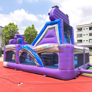 Structure gonflable d'extérieur pour enfants sur le thème Level Up, avec toboggan et parcours d'obstacles, à vendre. - Product Image 2