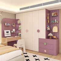 Armoire enfant personnalisée avec panneau perforé et bureau intégré, meuble de rangement écologique pour enfants