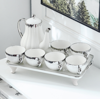 Ensemble de 6 tasses à café et bouilloire en céramique de luxe personnalisées pour les fêtes à domicile