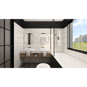 Ensemble de meubles de salle de bain de luxe moderne sur mesure, qualité hôtelière, étanche, blanc et noir, pour hôtel, villa, complexe hôtelier - Product Image 1