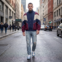 Veste en jean style vintage OEM ODM, coloris bordeaux et marine, avec motif aigle brodé, coupe ample et respirante