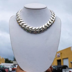 Collier Miami en argent massif 925 lourd, large de 8 mm à 25 mm, plaqué or 18 carats, chaîne cubaine en or rose faite à la main - Product Image 5