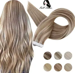 Pemasok Grosir Full Shine Balayage Ekstensi Rambut Manusia Virgin Tape Warna Highlight Kualitas Tinggi Dalam Ekstensi Rambut