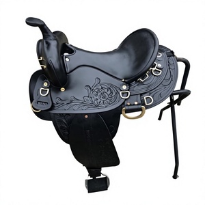 Silla de montar para caballo de carreras de Uttar Pradesh, de moda, color negro natural, la mejor calidad, artesanía, cuero genuino, madera sostenible - Product Image 6