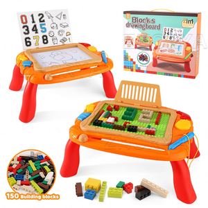 โต๊ะเรียนรู้แบบ 2 in 1 ยี่ห้อ Zhorya ของเล่นเสริมพัฒนาการ DIY ตัวต่อ บล็อก ของเล่นกระดานวาดเขียนสำหรับเด็ก - Product Image 1