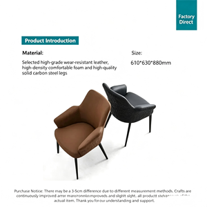 Modern Upholstered Dining Chair With Armrest Faux <b>Leather</b> Carbon Steel Leg Luxury Home Dining Room Chair - Product Image 5
