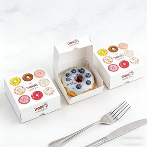 Boîte en papier pour desserts, donuts et brownies, pliable, sur mesure, qualité alimentaire, 1 pièce, vente en gros - Product Image 4