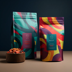 Sac d'emballage pour café en PE à fond plat avec soufflet latéral à déchirure facile et fermeture thermoscellable réutilisable, imprimé en gravure, faible MOQ, type stand-up - Product Image 2