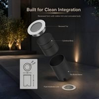 Luminaire encastré au sol rond en acier inoxydable IP67, 18W LED, 1800-6500K, 20000H, lumière LED encastrée architecturale extérieure