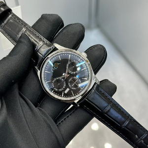 Nuevo Reloj de Lujo Elite con Calendario Perpetuo, Fase Lunar, Luminoso, Resistente al Agua, Cristal de Zafiro, Esfera Negra y Correa de Cuero Negra - Product Image 4