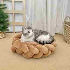 Handmade Eco-Friendly Solid Small <b>Cat</b> & Dog Bed Cave Round Polyester Sponge Comfortable Warm Design XL All Seasons - Product Image 2