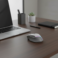Ratón Inalámbrico Ergonómico Profesional con Retroiluminación RGB para Oficina, 2.4GHz Bluetooth Multimodo, Recargable, Óptico, para Portátil