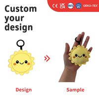 Porte-clés en peluche personnalisé Soleil Souriant, pendentif en peluche mignon, breloque de sac mascotte personnalisée, cadeau promotionnel OEM