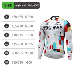 WOSAWE男式骑行运动衫升华印花快干反光<span class=keywords><strong>MTB</strong></span> & 公路自行车衬衫，带全拉链和3个后口袋 - Product Image 6