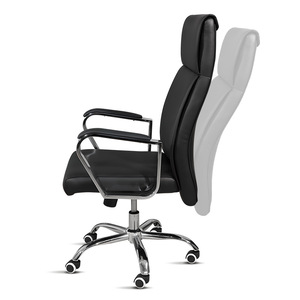 Chaise de bureau de direction ergonomique moderne de luxe à dossier haut en cuir véritable, réglable en hauteur, pivotante, avec base chromée pour patron ou manager - Product Image 2