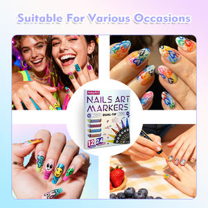 Set di <span class=keywords><strong>Pennarelli</strong></span> <span class=keywords><strong>per</strong></span> Nail Art in Acrilico con Doppia Punta, Penna <span class=keywords><strong>per</strong></span> Decorazione Unghie Non Tossica, Kit <span class=keywords><strong>per</strong></span> Decorazione Unghie Fai-da-Te Senza UV - Product Image 3