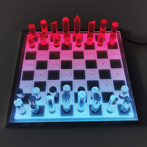 Juego de mesa de acrílico brillante con marco de aluminio cepillado, luz LED RGB personalizada de lujo, gran oferta - Product Image 2