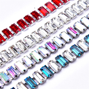 5x10Mm longue bande de Strass garniture colorée matrice Rectangle <span class=keywords><strong>verre</strong></span> Strass cristal tasse chaîne pour chaussures sacs vêtements accessoires - Product Image 4