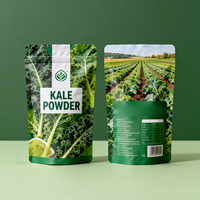 Sachet refermable personnalisé en matériau recyclé GRS à 30 % avec trou de suspension, emballage alimentaire de qualité alimentaire, pour poudre de chou frisé biologique