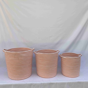 pink cotton rope basket storage handle decorative storage bins home storage & organization