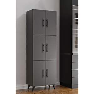 Armario de Cocina Nehir Gris Antracita de 6 Puertas, Mueble de Almacenamiento Multiusos para Baño - Product Image 1