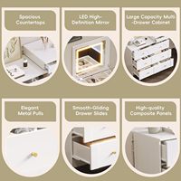 Table de toilette moderne en bois tendance avec plateau rabattable, 7 tiroirs, étagères de rangement, bureau de maquillage sur pied pour appartement