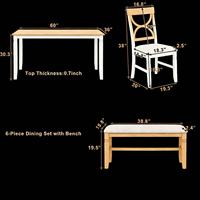 Offre Spéciale : Ensemble de Salle à Manger en Bois 6 Pièces – Table et 4 Chaises Latérales avec Banc